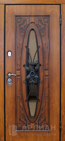 Фото «Входная квартирная дверь винорит с шумоизоляцией и кованной решеткой №23»